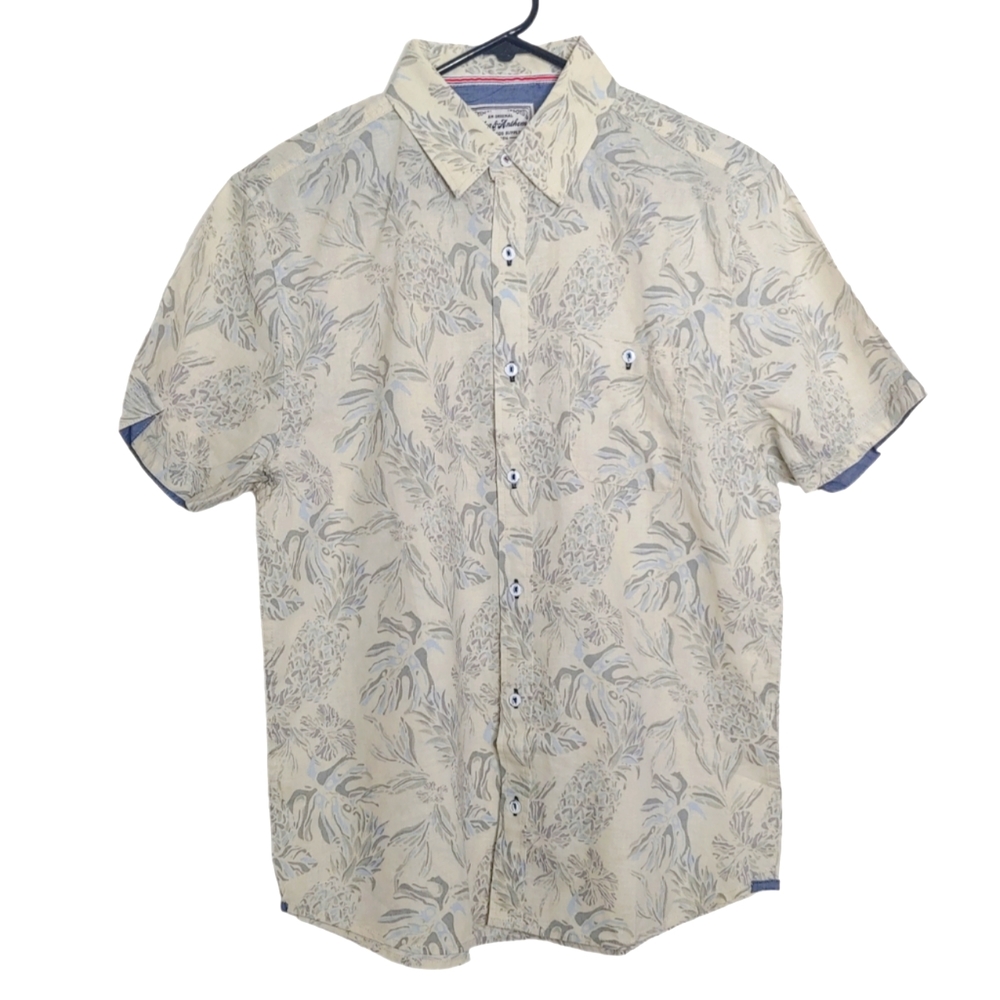 Flag & Anthem Jetmore Pineapple Print Linen Button Down Shirt Size Small NWT